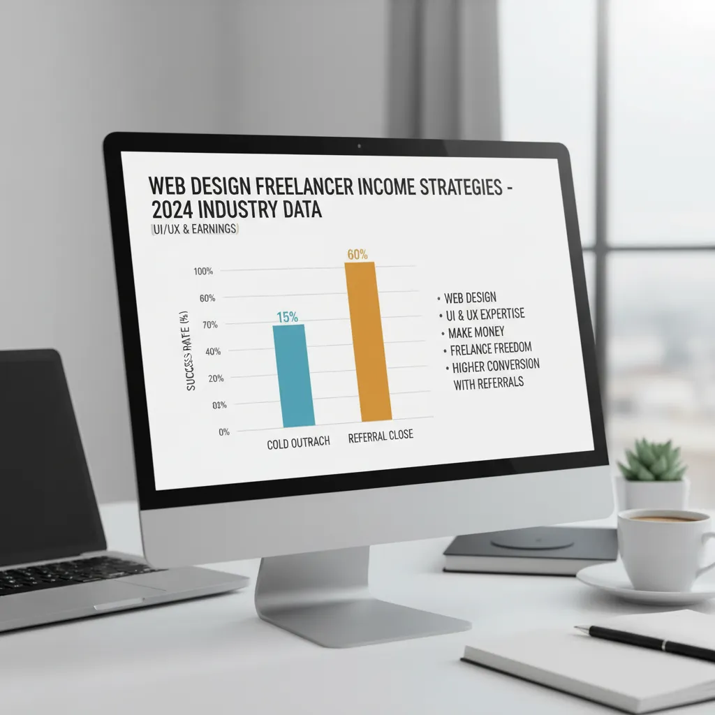 A bar chart comparing "Cold Outreach Success Rates" vs. "Referral Close Rates" based on 2024 industry data