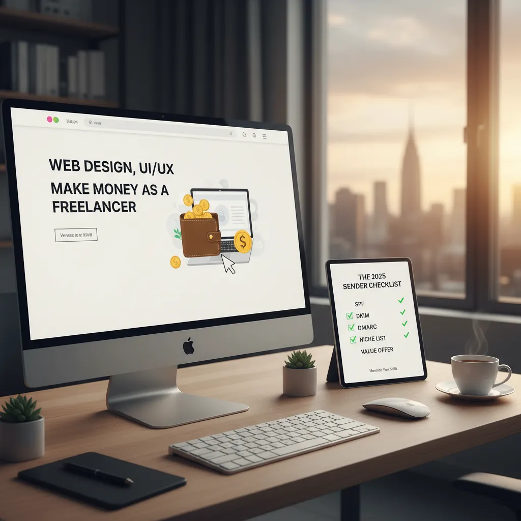 Visual Checklist titled "The 2025 Sender Checklist" showing checkboxes for SPF, DKIM, DMARC, Niche List, and Value Offer