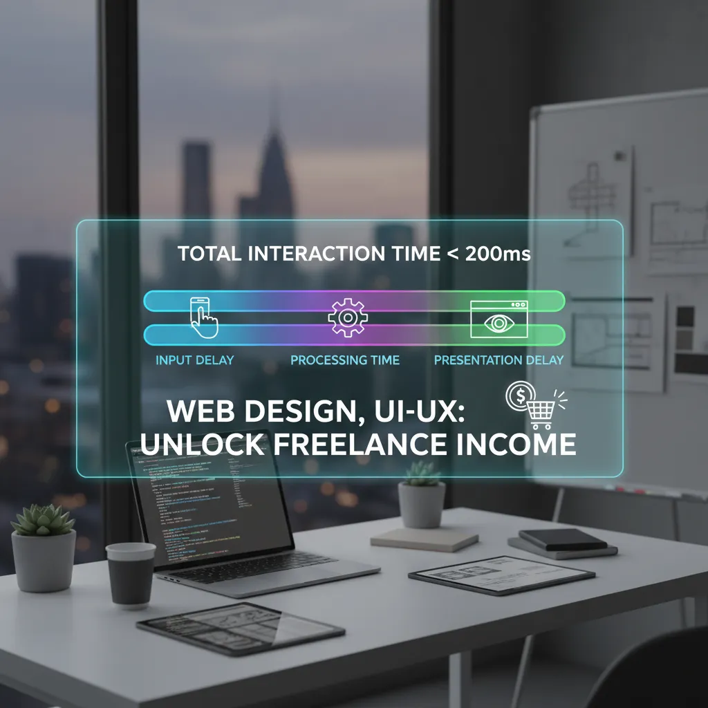 INP Timeline Graphic showing the three phases of a click: Input Delay -> Processing Time -> Presentation Delay. Highlighting that the total time must be under 200ms.